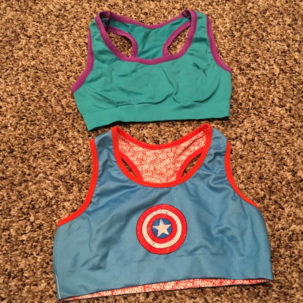 Girls Sports Bras - Puma and Marvel
